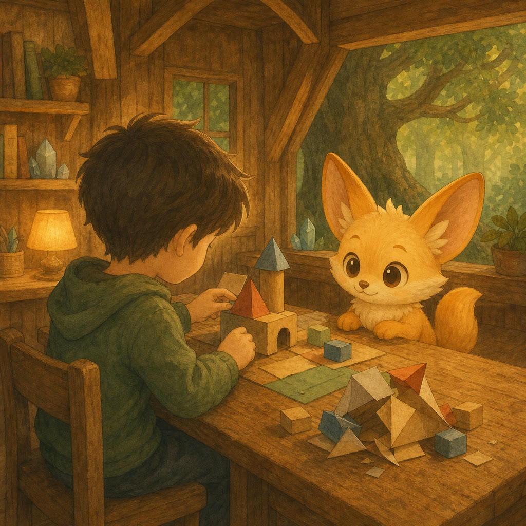 木の教室で工作に取り組む子ども。机にはうまくいかなかった試作品も置いてある